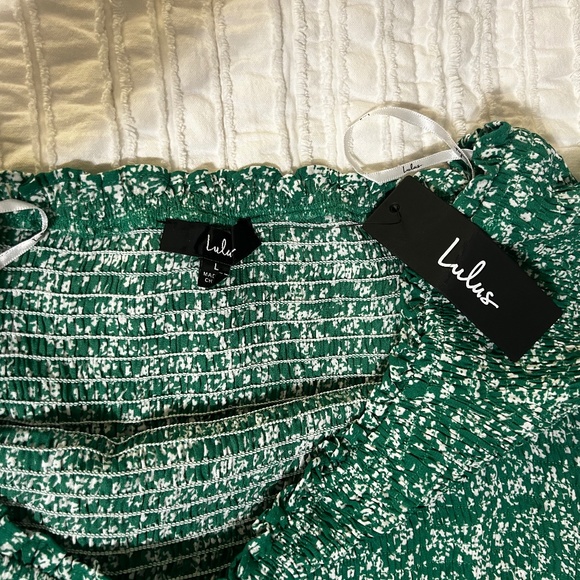 Green Floral Print Off-the-Shoulder Midi Dress - Picture 8 of 9